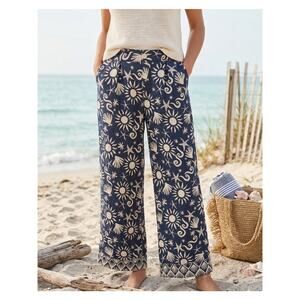 C&C California Seashell Linen Pull On Wide Leg Pants Coastal Beach Vacation